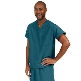 PerforMAX Unisex Reversible V-Neck Scrub Top with 2 Pockets, Caribbean Blue, Size 4XL, Angelica Color Code