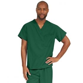 PerforMAX Unisex Reversible V-Neck Scrub Top with 2 Pockets, Evergreen, Size S, Angelica Color Code