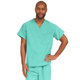 PerforMAX Unisex Reversible V-Neck Scrub Top with 2 Pockets, Jade, Size M, Angelica Color Code