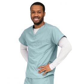 PerforMAX Unisex Reversible V-Neck Scrub Top with 2 Pockets, Misty, Size XS, Angelica Color Code