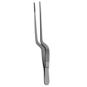 Dressing Forceps V. Mueller Lucae 5-3/4 Inch Length Surgical Grade Stainless Steel NonSterile NonLocking Bayonet Handle Straight Serrated Jaws