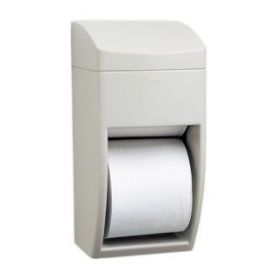 Toilet Tissue Dispenser Bobrick Matrix Gray ABS Plastic Manual Pull 2 Rolls Wall Mount