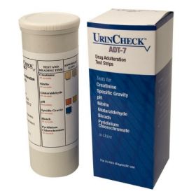 Specimen Validity Test UrinCheck ADT-7 7-Adulterant Panel Creatinine, Glutaraldehyde, Nitrites, Pyridinium Clorochromate, pH, Specific Gravity Urine Sample 25 Tests