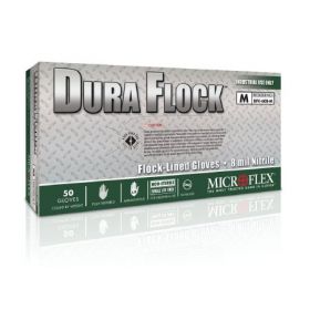 Utility Glove Dura Flock Medium Flock Lined Green 10.6 Inch Beaded Cuff NonSterile