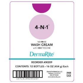 Rinse-Free Body Wash DermaRite 4-N-1 Cream 16 oz. Pump Bottle Fresh Scent