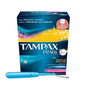 Tampon Tampax Pearl Regular Absorbency Plastic Applicator Individually Wrapped
