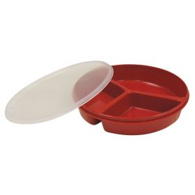 Redware Partitioned Scoop Dish w/Lid 