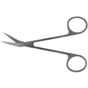 Iris Scissors BR Surgical 4-1/2 Inch Length Surgical Grade Stainless Steel NonSterile Finger Ring Handle Angled Sharp Tip / Sharp Tip