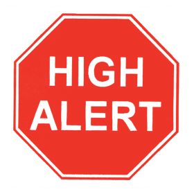 High Alert Labels - 3-5/8"W x 3"H