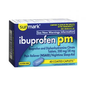 Nightime Pain / Allergy Relief sunmark PM 200 mg - 38 mg Strength Ibuprofen / Diphenhydramine Capsule 40 per Bottle