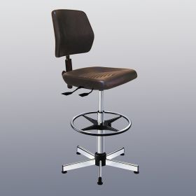 Kango High Polyurethane Seat Chair w / Tilt and Footrest, Black