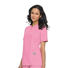 Scrub Shirt Large Pink 3 Pockets Short Set-In Sleeves Female