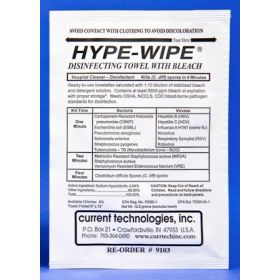 HYPE-WIPES Surface Disinfectant Premoistened Wipe 100 Count Individual Packet Disposable Bleach Scent NonSterile 861728