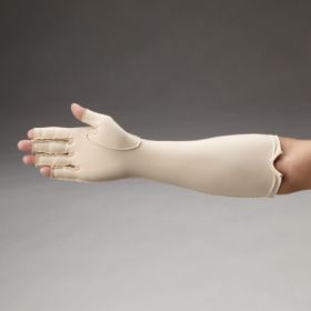 Compression Glove Rolyan Open Finger Large Forearm Length Left Hand Lycra / Spandex