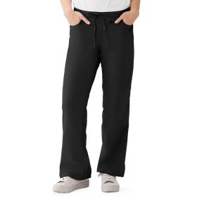 PerforMAX Women's Modern Fit Boot-Cut Scrub Pants with 2 Pockets, Black, Size XS-Petite
