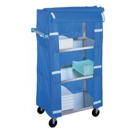 4 Shelf Linen Cart with Cover 5 Inch 2 Swivel/2 Fixed Casters 500 lbs. Weight Capacity Stainless Steel 4 Shelves 21 X 49 Inch