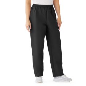 ComfortEase Women's Elastic Waist 2-Pocket Scrub Pants, Size M Regular Inseam, Black