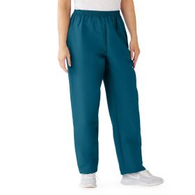 ComfortEase Women's Elastic Waist 2-Pocket Scrub Pants, Size L Regular Inseam, Caribbean Blue