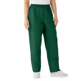 ComfortEase Women's Elastic Waist 2-Pocket Scrub Pants, Size M Regular Inseam, Evergreen