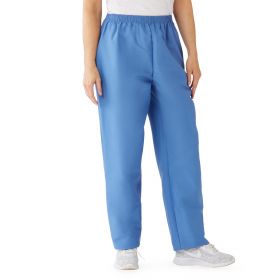 ComfortEase Women's Elastic Waist 2-Pocket Scrub Pants, Size 5XL Regular Inseam, Ceil Blue