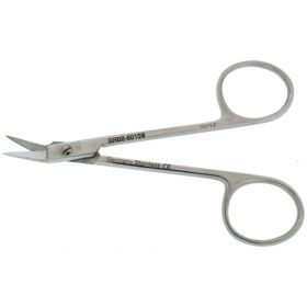 Ligature Scissors BR Surgical O'Brien 3-1/2 Inch Length Surgical Grade Stainless Steel NonSterile Finger Ring Handle Angled Sharp Tip / Sharp Tip