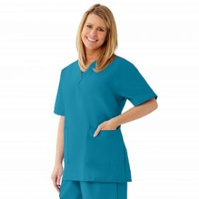 AngelStat Women's V-Neck Tunic Scrub Tops with 2 Pockets, Peacock, Size 5XL