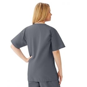AngelStat Women's V-Neck Tunic Scrub Tops with 2 Pockets, Charcoal, Size L