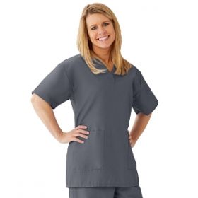 AngelStat Women's V-Neck Tunic Scrub Tops with 2 Pockets, Charcoal, Size S