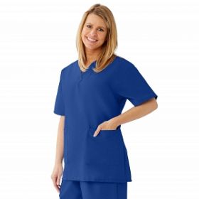 AngelStat Women's V-Neck Tunic Scrub Tops with 2 Pockets, Sapphire, Size L
