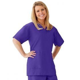 AngelStat Women's V-Neck Tunic Scrub Tops with 2 Pockets, Regal Purple, Size M