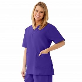 AngelStat Women's V-Neck Tunic Scrub Tops with 2 Pockets, Regal Purple, Size XL