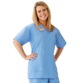 AngelStat Women's V-Neck Tunic Scrub Tops with 2 Pockets, Ceil Blue, Size XS