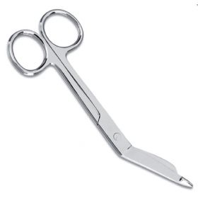 Bandage Scissors Prestige Medical  Lister 5-1/2 Inch Length Stainless Steel NonSterile Finger Ring Handle Angled Blunt Tip / Blunt Tip