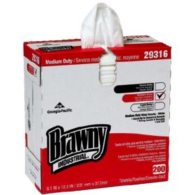 Shop Towel Brawny Industrial Medium Duty White NonSterile Cellulose / Polyester 9-1/10 X 12-1/2 Inch Reusable