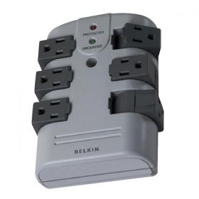 Belkin wall-mounted surge protector with 6 rotating outlets ea