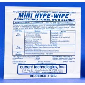 Mini HYPE-WIPE Surface Disinfectant Premoistened Wipe 100 Count Individual Packet Disposable Bleach Scent NonSterile 906321
