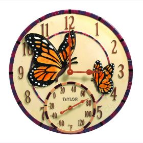 Taylor 91019T Mosaic Butterfly Indoor/Outdoor Clock & Thermometer