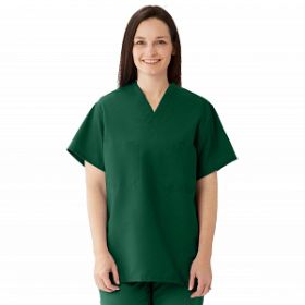 ComfortEase Unisex Reversible Scrub Top with 2 Pockets, Evergreen, Size M, Medline Color Code