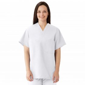 ComfortEase Unisex Reversible Scrub Top with 2 Pockets, White, Size 4XL, Medline Color Code