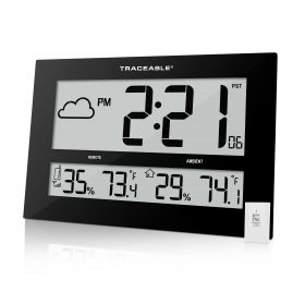 Radio Atomic Clock Traceable 1-3/4 X 10-1/2 X 16-1/2 Inch 12/24 hours / '-5 to 50C (23 to 122F) Digital Display Battery Powered