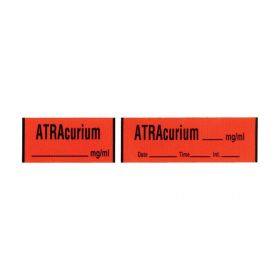 Muscle Relaxant Labels, Red Fluorescent with Black