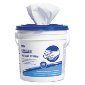 Wipers for WETTASK System, Bleach, Disinfectants and Sanitizers, 12 x 12.5, 90/Roll, 6 Rolls and 1 Bucket/Carton 