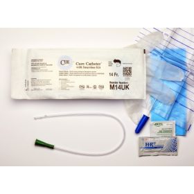 Intermittent Catheter Kit Cure Medical U-Shape Straight Tip 14 Fr. Uncoated PVC