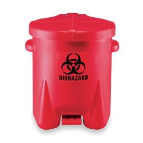 Medical Waste Receptacle Eagle 6 gal. Round Red HDPE Step On