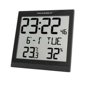 Radio Atomic Clock Traceable 3/4 X 7-1/4 X 11 Inch 12/24 hours / 0 to 45C (32 to 113F) Digital Display Battery Powered