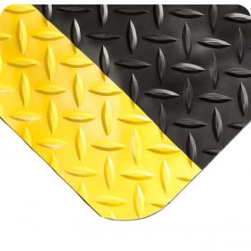 Anti-Fatigue Floor Mat UltraSoft Diamond-Plate SpongeCote 3 X 10 Foot Black / Yellow PVC / Nitrile Infused Sponge