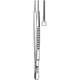 Tissue Forceps Sklar Cooley 9-1/2 Inch Length OR Grade Stainless Steel NonSterile NonLocking Thumb Handle Straight Blunt Tips with 2 X 2 Rows of Fine Atraumatic Teeth