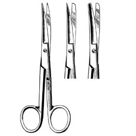 Operating Scissors Econo 5-1/2 Inch Length Floor Grade Stainless Steel Sterile Finger Ring Handle Curved Sharp Tip / Blunt Tip