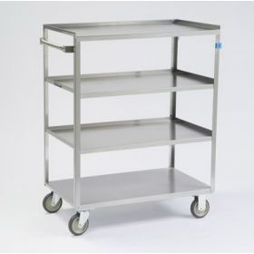 4 Shelf Linen Cart 5 Inch 2 Swivel/2 Fixed Casters 500 lbs. Weight Capacity Stainless Steel 4 Shelves 21 X 33 Inch