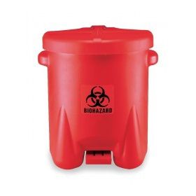 Medical Waste Receptacle 14 gal. Round Red HDPE Step On